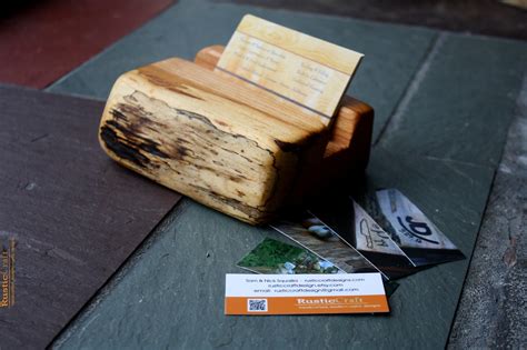 Each one comes packaged in a gift box and ships out within one business day. Wood Business Card Holder - Rustic Live Edges - Unique Office Gift, Dad Gift, Husband Gift on Luulla