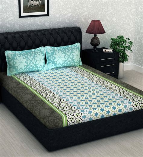 Buy Metro Gold 100 Cotton 186tc Double Bedsheet With 2 Pillow Cover By