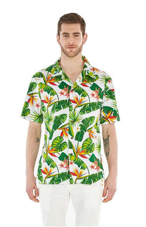 Men's Hawaiian Shirt Aloha Shirt Bird of Paradise White - Walmart.com