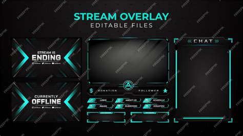 Premium Vector Modern Teal Twitch Overlay Stream Set Template For