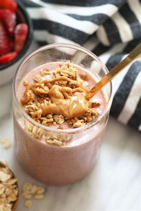 The Best Breakfast Smoothie Strawberry Pb Protein Fit Foodie Finds