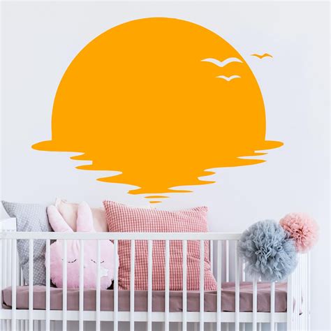 Sun Wall Decal Vinyl Sunset Decals Sunshine Wall Decal Half Etsy