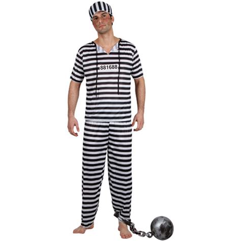 Prisoner Break Convict Inmate Fancy Dress Costume Jailbird Burglar