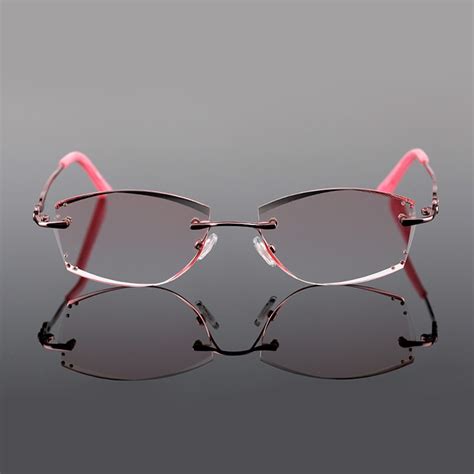 luxury rhinestone reading glasses women diamond cutting rimless glasses high clear women s pink