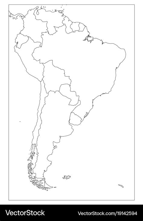 Blank Political Map Of South America Simple Flat Vector Image