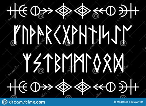 Set Of Old Norse Runes Rune Alphabet Futhark Ancient Viking