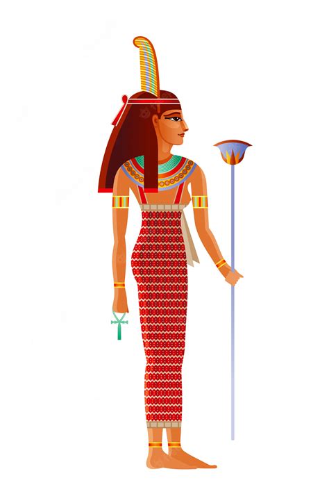 Deusa Egípcia Maat Divindade Com Penas De Avestruz Ilustração Do Antigo Deus Egípcio Vetor