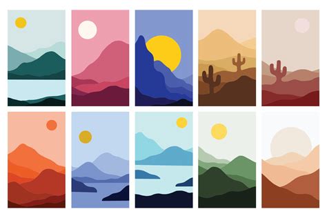 10 Landscape Flat Design Graphic By Freeject · Creative Fabrica