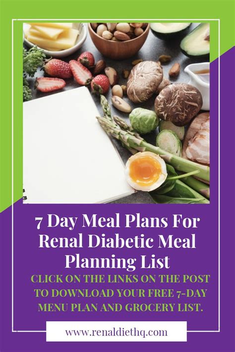 The renal diet is very restrictive. Click on the links below to download your free 7-day menu plan and grocery list. (If you are on ...