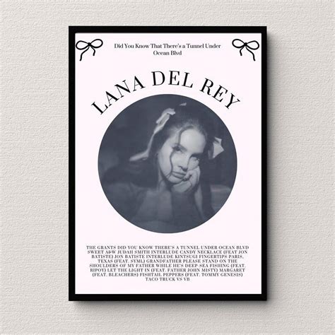 Poster Lana Del Rey Poster Did You Know That Theres A Tunnel Under Ocean Blvd Music Poster