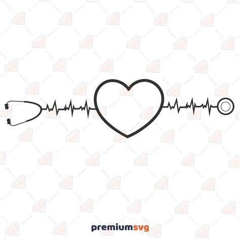 Stethoscope With Heartbeat Svg Design Premiumsvg