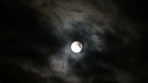 Full Moon Behind Cloudy Night Sky Animation Seamless Loop
