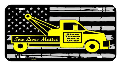 Tow Lives Matter Tow Truck Subdued American Flag Front Novelty License