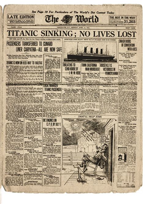 15 April 1912 Titanic Sinking No Lives Lost Alte Zeitung