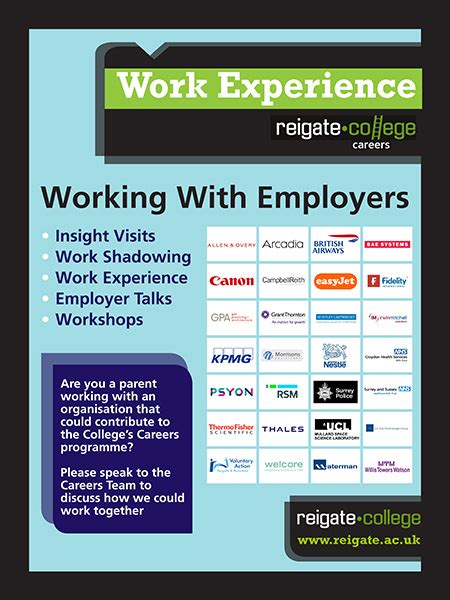 Offering Experiences Of The Workplace Reigate College