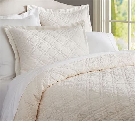 Shop for ivory matelasse coverlet online at target. Washed Velvet Silk Diamond Quilt & Sham - Ivory | Pottery Barn
