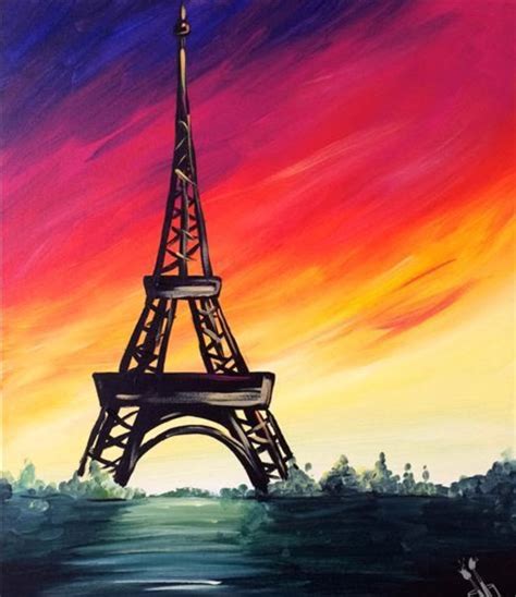 A Painting Of The Eiffel Tower In Paris France At Sunset Or Sunrise