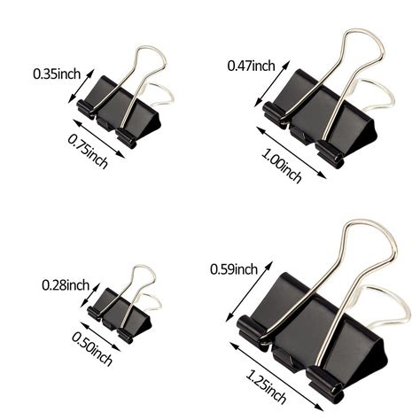 Anphsin 144pcs Binder Clips Assorted Sizes Black Paper Clamp School