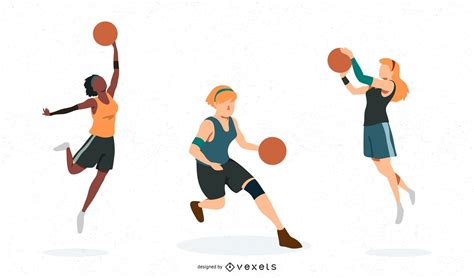Basketball Women Vector Set Vector Download