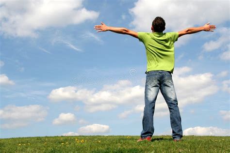 Man Standing On Grass Stock Photo Image Of Backs Outdoor