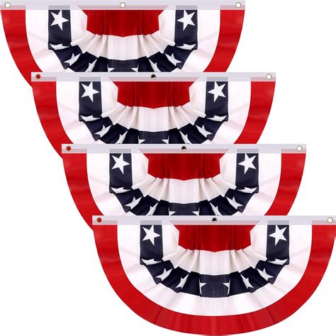 4 Pieces Usa Pleated Fan Flag American Bunting Flags
