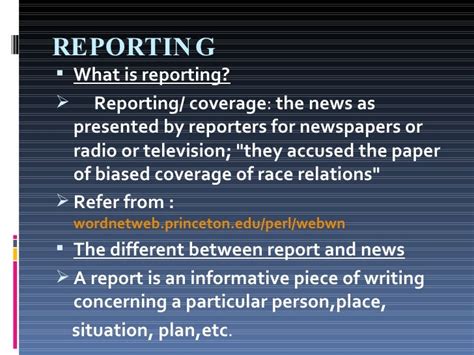 Reporting In Journalism