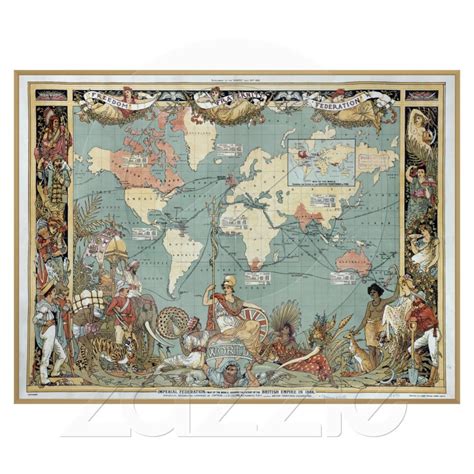 1886 Map Of The World British Empire W Custom Frame Idilwild On