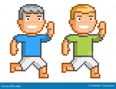 Pixel Art Running Man For Game And Design Stock Illustration
