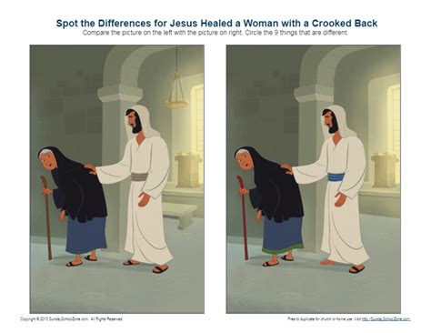 Jesus Healed A Woman With A Crooked Back Spot The Differences