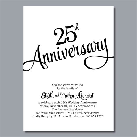 Free Printable 25th Anniversary Invitations Printable Templates