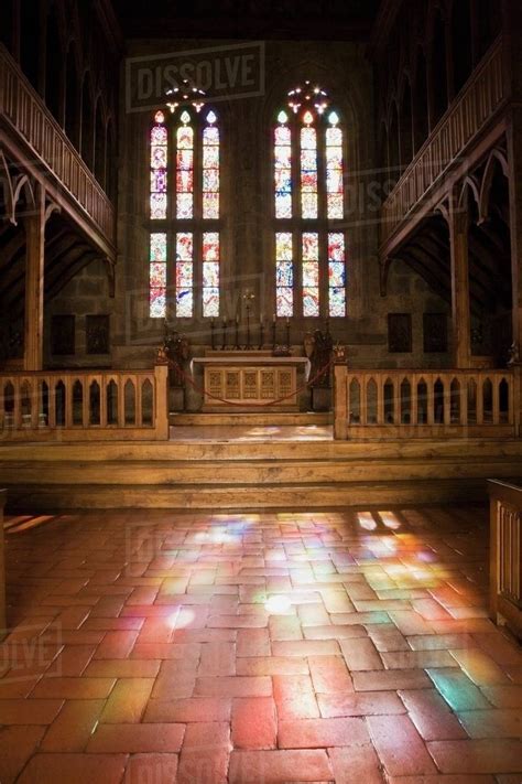Sun shining through wooden door. Church Interior At The Bragance Palace With Colourful ...