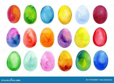 Easter Eggs Set Watercolor Template For Design Stock Vector