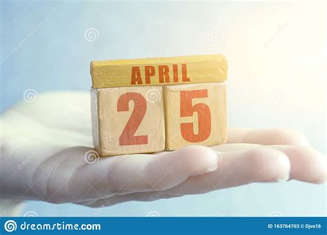 April 25th Day 25 Of Monthhandmade Wood Cube With Date Month And Day