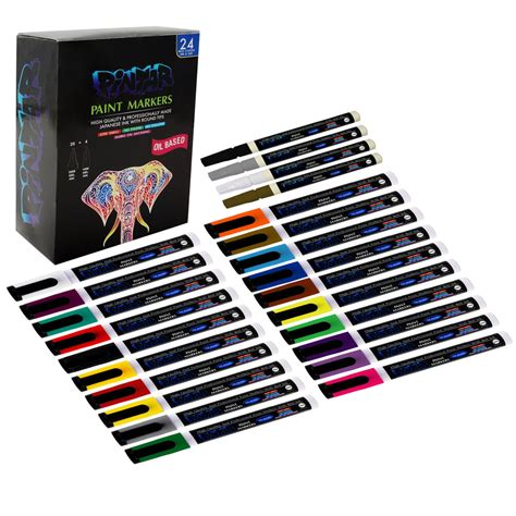 Pintar Premium Oil Paint Pens 24 Pack 20 Medium Tip5mm And 4 Fine