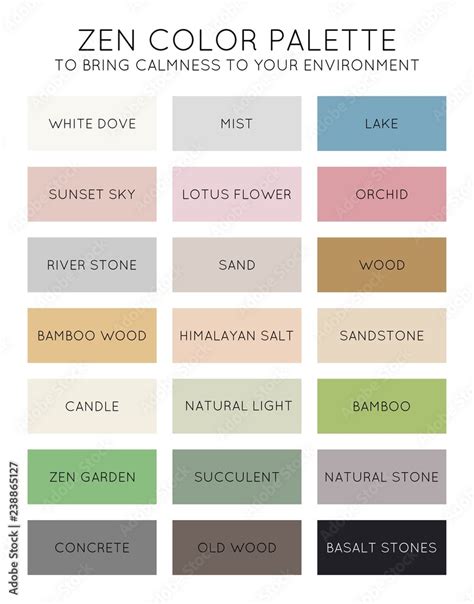 Zen Color Palette Vector Chart Stock Vector Adobe Stock