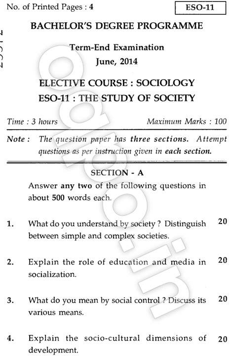 Many paper assignments call for you to establish a position and defend that position with an effective argument. IGNOU ESO-11: The Study Of Society Question Paper June, 2014