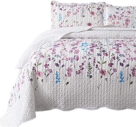 Bedsure Reversible Quilt Set Twin Size Vintage Botanical Bedspread