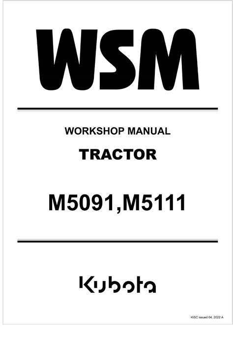 Kubota Tractor M5091 Workshop Manual
