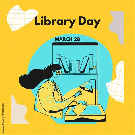 International Library Day Ilustrationlustration Childrens Book Day