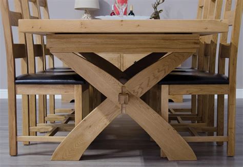 Canterbury Oak Cross Leg Extending Dining Table Set Free Delivery