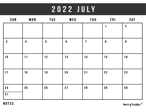 Free Printable July 2022 Calendar With Week Numbers Weekday Meaning