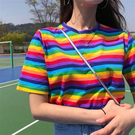 Stripe Rainbow Shirt Rainbow Outfit Rainbow Fashion Pride Outfit