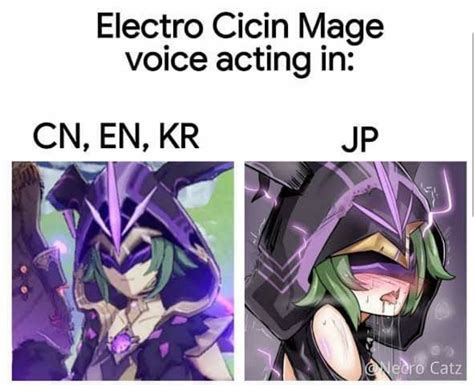 ﻿electro Dein Mage Voice Acting In Cn En Kr Jp Fatui Electro Cicin Mage Genshin Impact