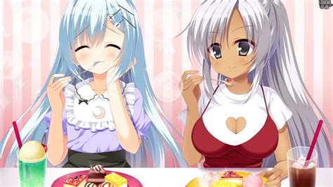 Wallpaper Anime Girls Eating Sweets Kerberos Blade