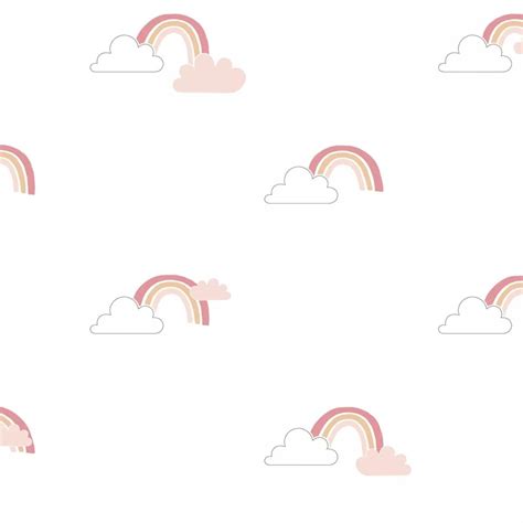 Rózsaszín Felhő és Szivárvány Mintás Vlies Gyerektapéta Tapéta Trend