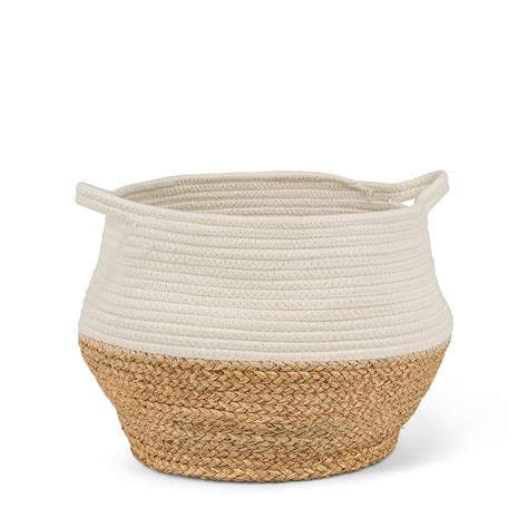 Set Of 12 Large Rope Basket With Handles