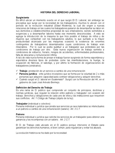 Historia Del Derecho Laboral Guatemalteco Derecho Laboral Virtud