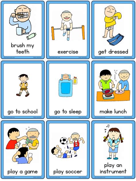 Daily Activities Set 2 ESL Flashcards Englisch Grundschule