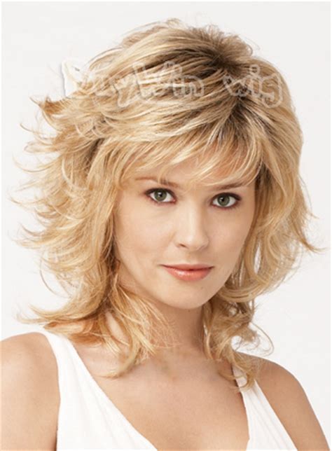 Wholesell Hot Blonde Medium Wigs Golden Heat Resistant High Quality