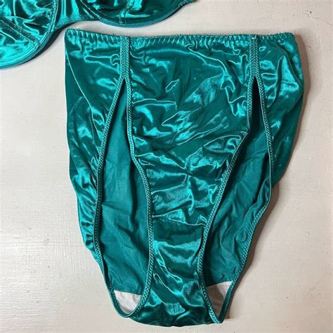 vintage green satin 80s lingerie bra and panties 80s lingerie etsy ireland